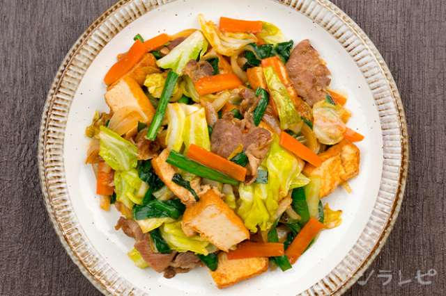 野菜たっぷり豚肉と厚揚げの野菜たっぷり味噌炒めのレシピ 健康レシピと献立のソラレピ