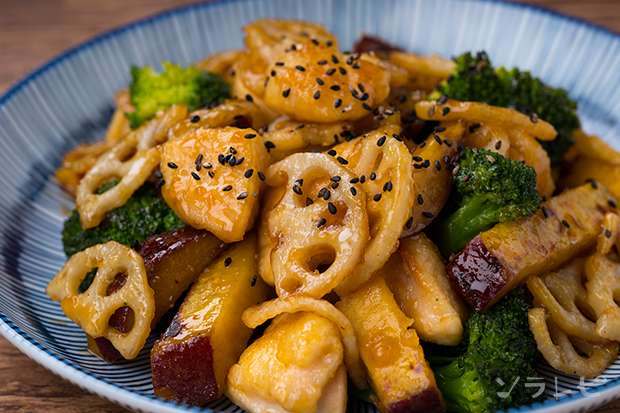 根菜とブロッコリーの甘辛炒め