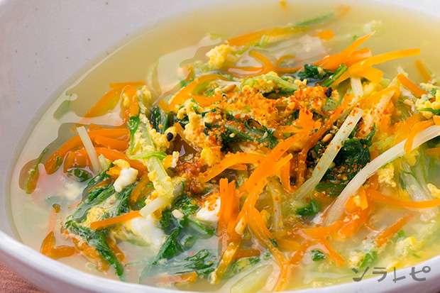 水菜の中華風卵とじ