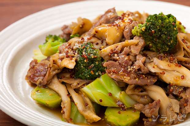 ブロッコリーと豚肉のハニーマスタード炒め