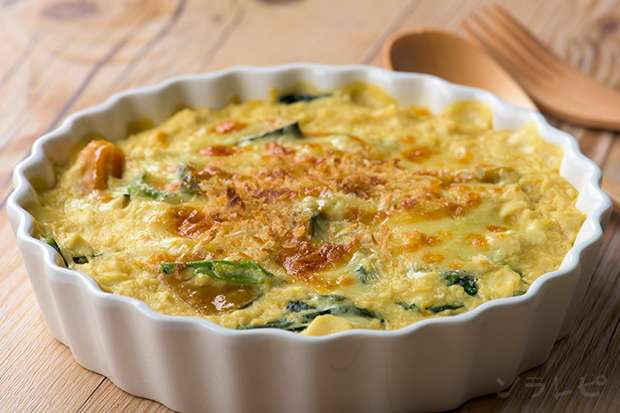 かぼちゃとほうれん草の豆腐グラタン