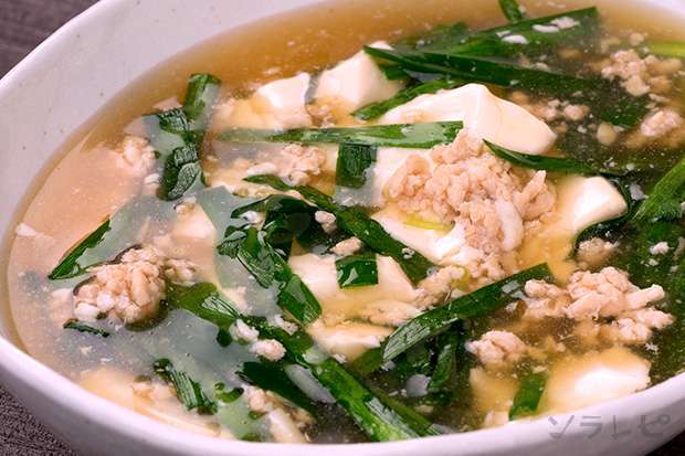 豆腐の挽肉ニラあんかけ