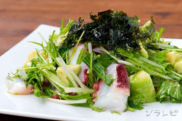 水菜とたこの韓国風サラダ