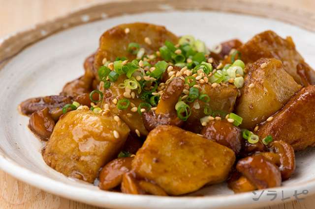 ねばとろ美味しい里芋となめこのニンニク醤油炒めのレシピ 健康レシピと献立のソラレピ