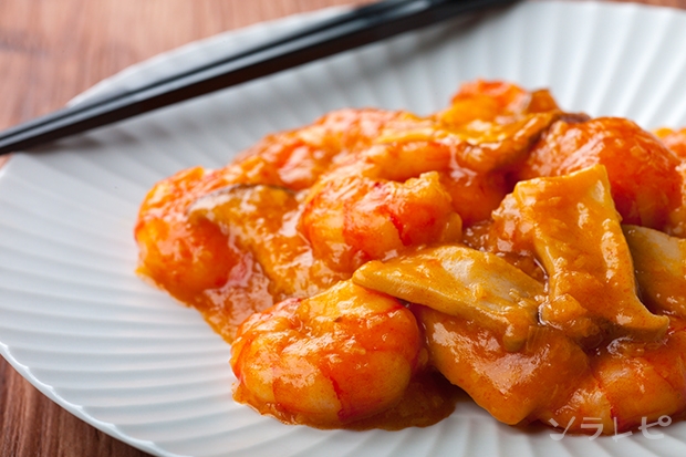 エリンギ入りエビチリ