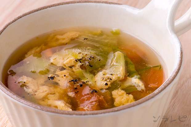 トマトとレタスのかき玉汁