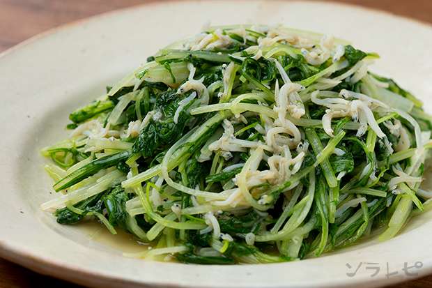 水菜とシラスのめんつゆ炒め